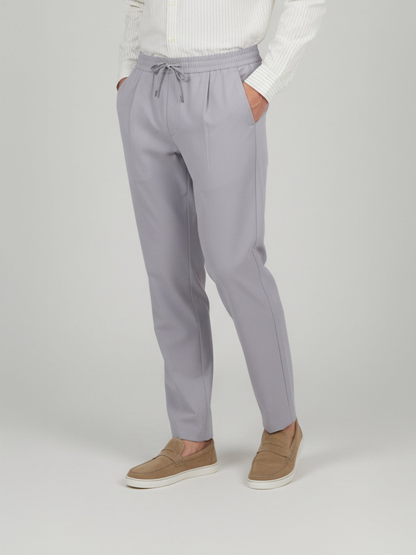 Celio* Men Grey Solid Straight Fit Poly-Blend Trousers