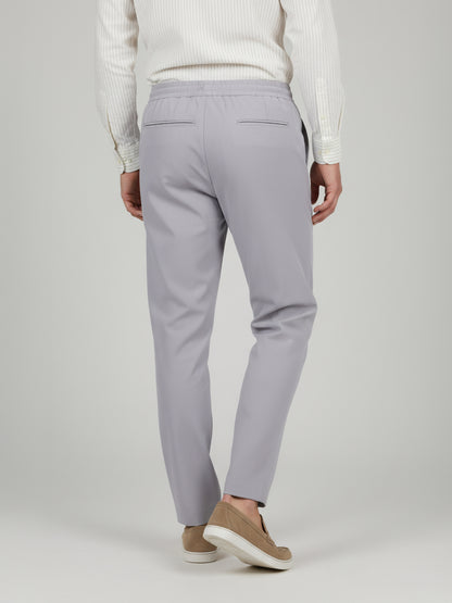 Celio* Men Grey Solid Straight Fit Poly-Blend Trousers