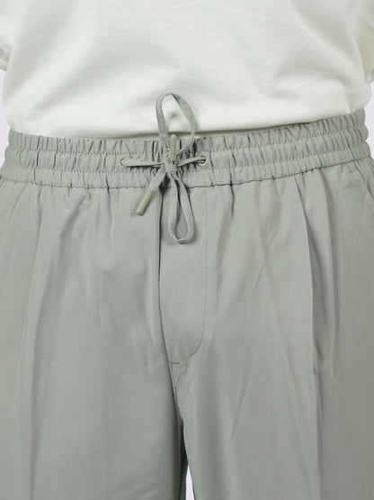 Celio* Men Olive Solid Straight Fit Poly-Blend Trousers