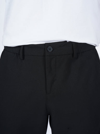 Celio* Men Black Solid Straight Fit Polyester Trousers