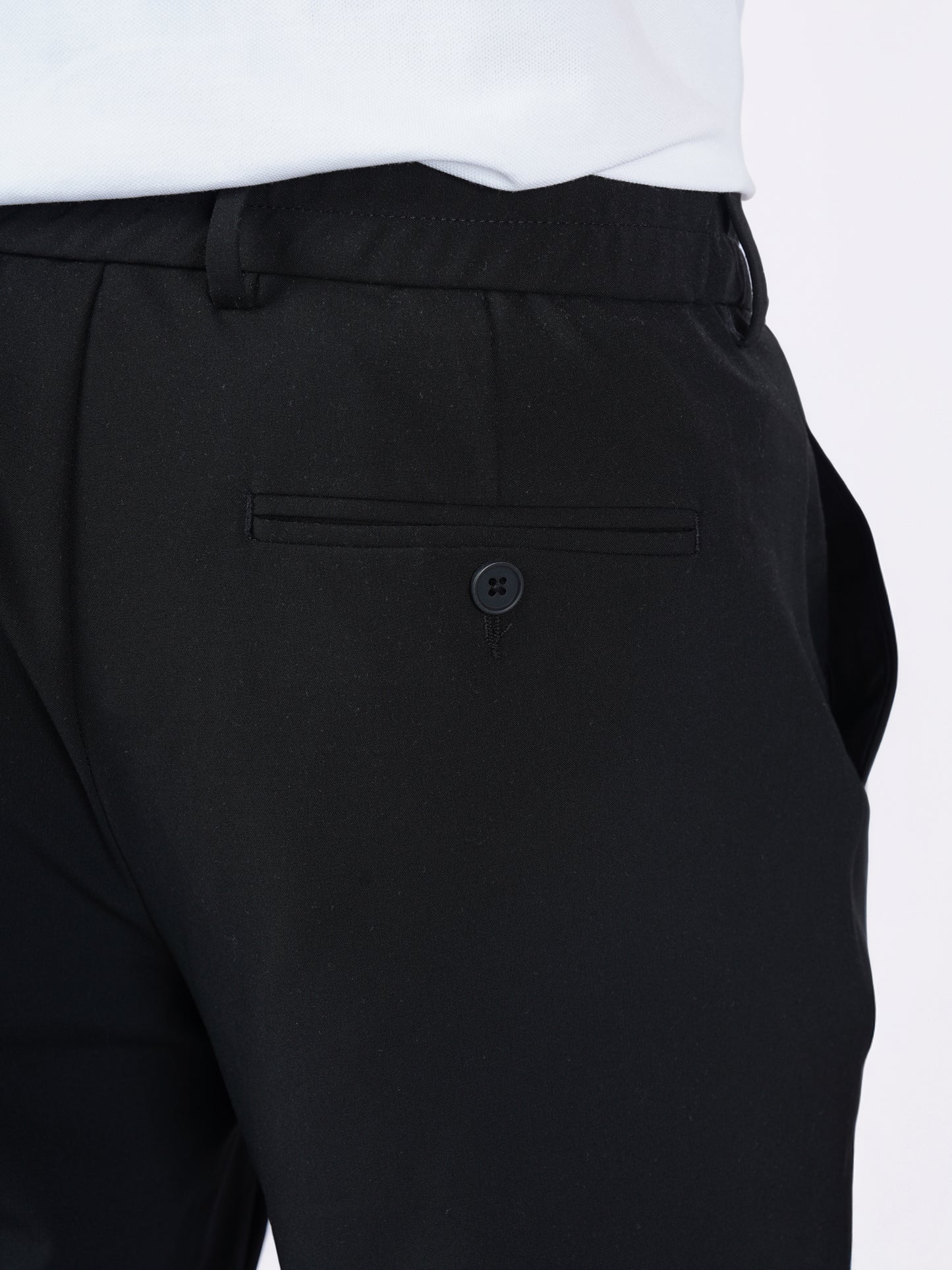 Celio* Men Black Solid Straight Fit Polyester Trousers