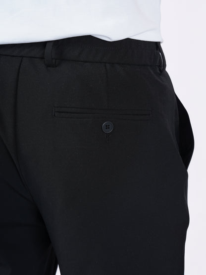 Celio* Men Black Solid Straight Fit Polyester Trousers