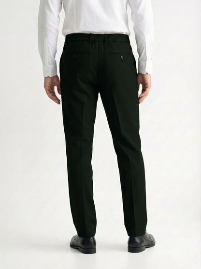 Celio* Men Olive Solid Straight Fit Polyester Trousers