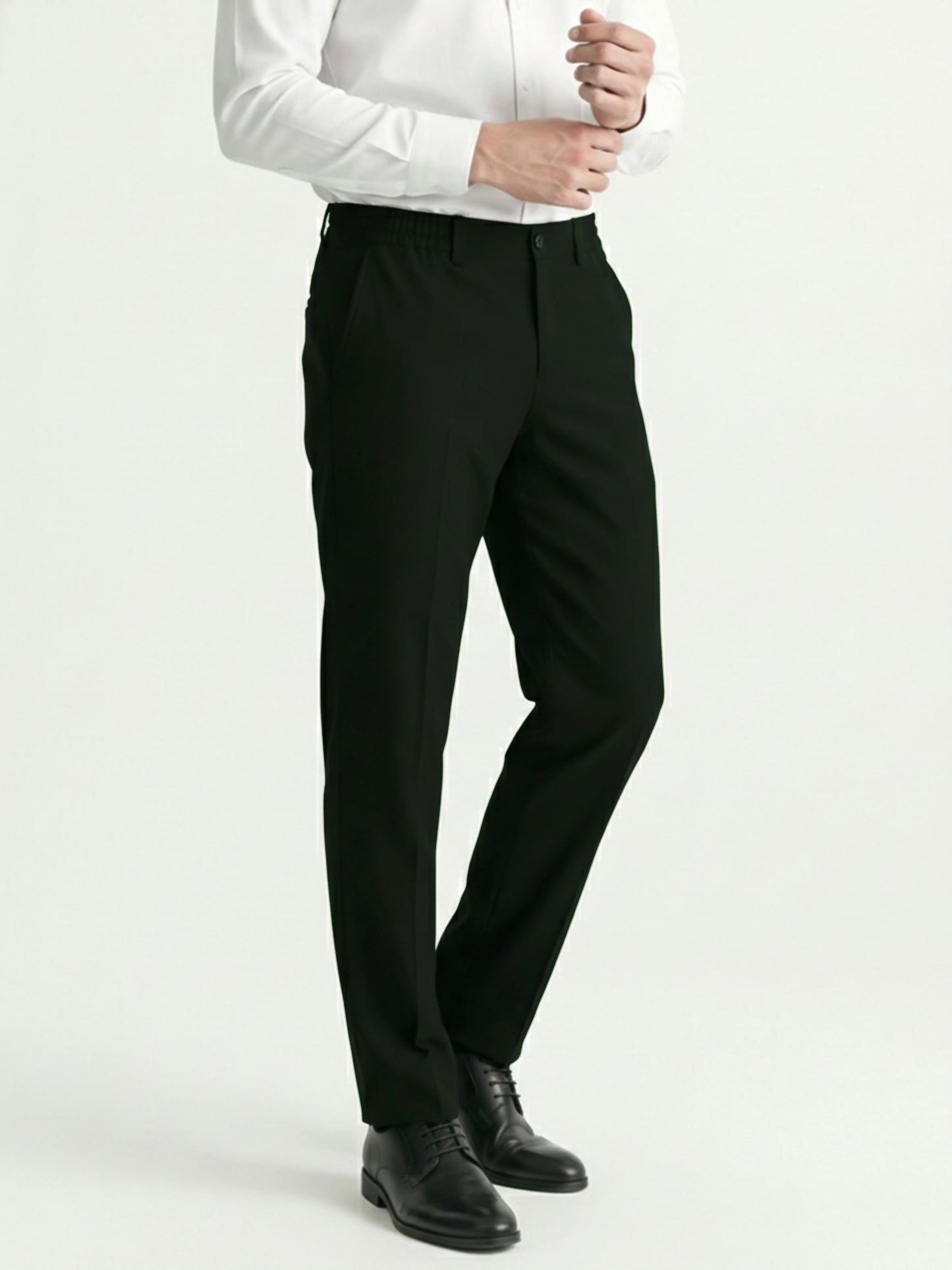 Celio* Men Olive Solid Straight Fit Polyester Trousers