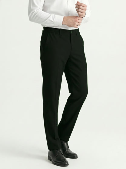 Celio* Men Olive Solid Straight Fit Polyester Trousers