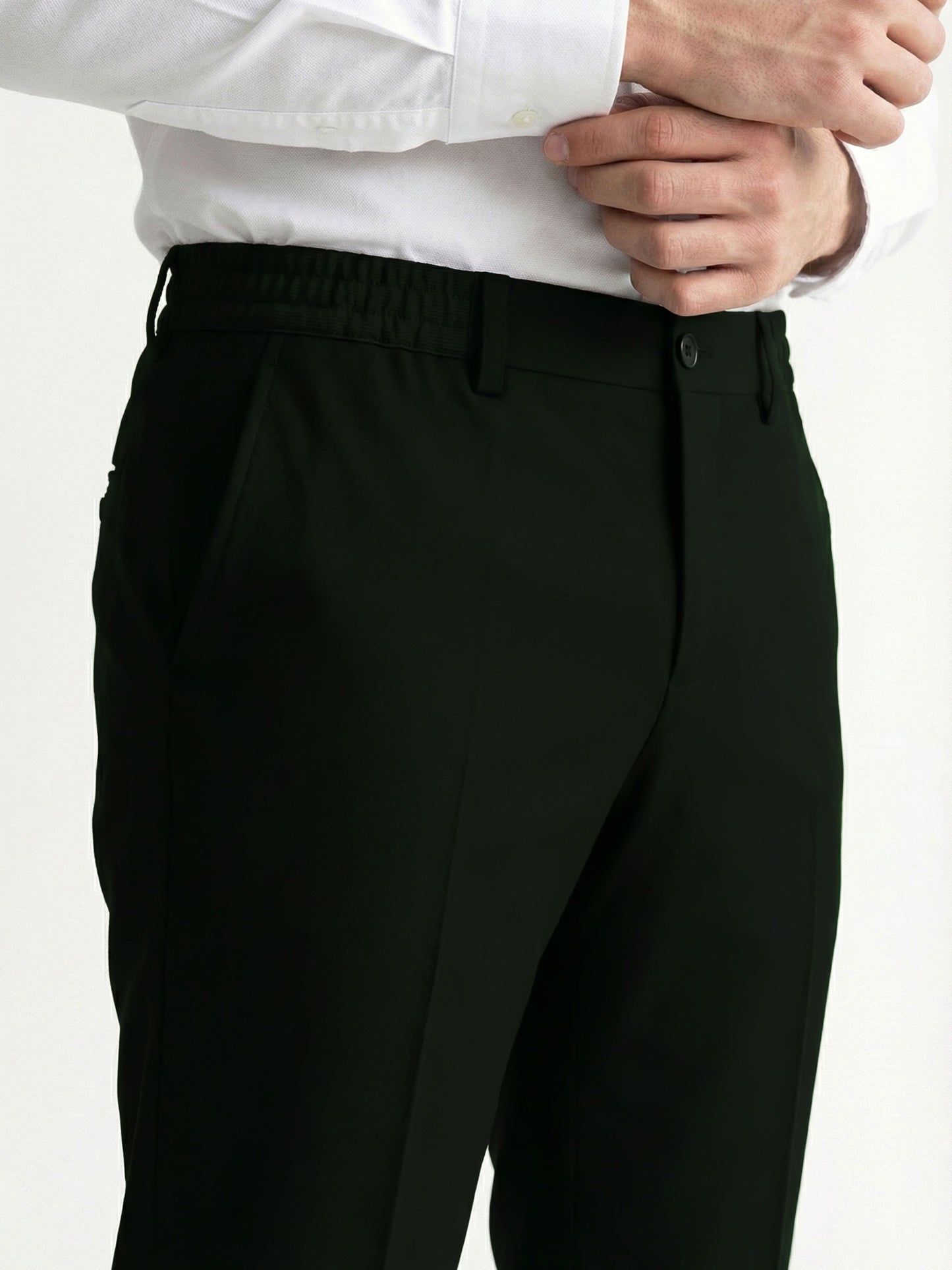 Celio* Men Olive Solid Straight Fit Polyester Trousers