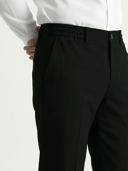 Celio* Men Olive Solid Straight Fit Polyester Trousers