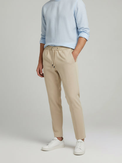 Celio* Men  Beige Solid straight-fit Cotton Trousers