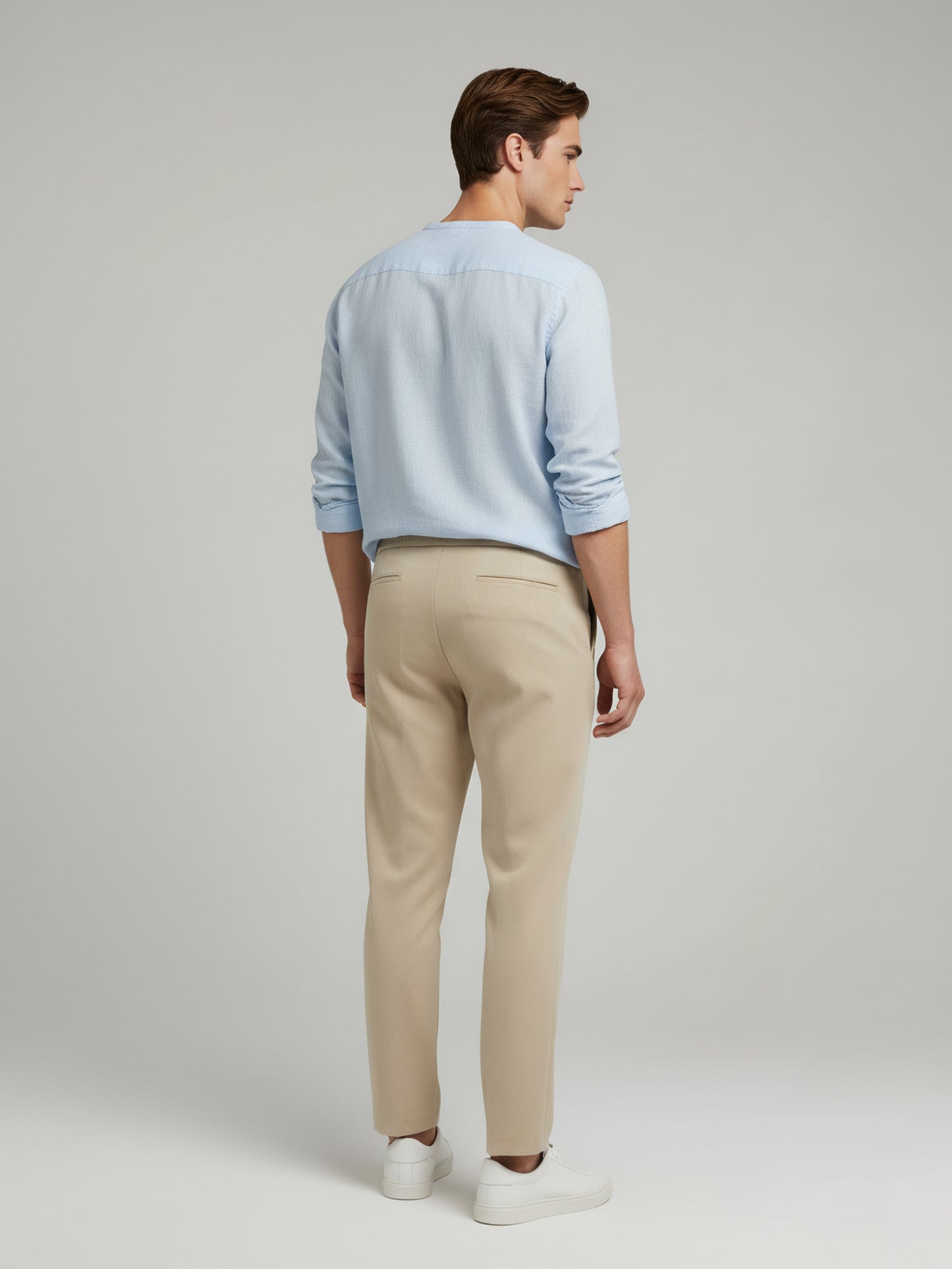 Celio* Men  Beige Solid straight-fit Cotton Trousers