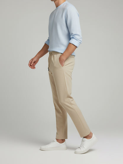Celio* Men  Beige Solid straight-fit Cotton Trousers