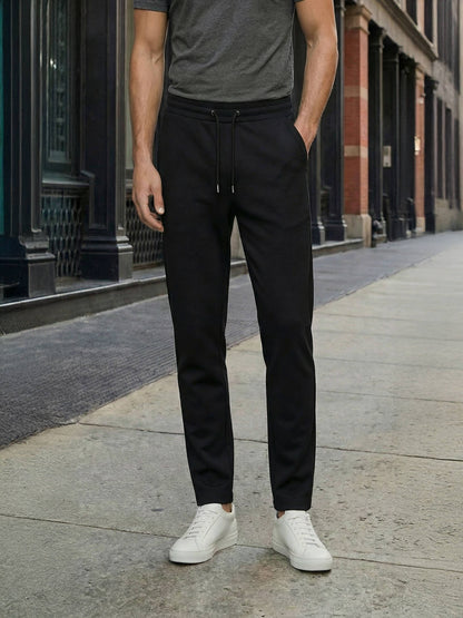 Celio* Men Black Solid Straight Fit Cotton Trousers