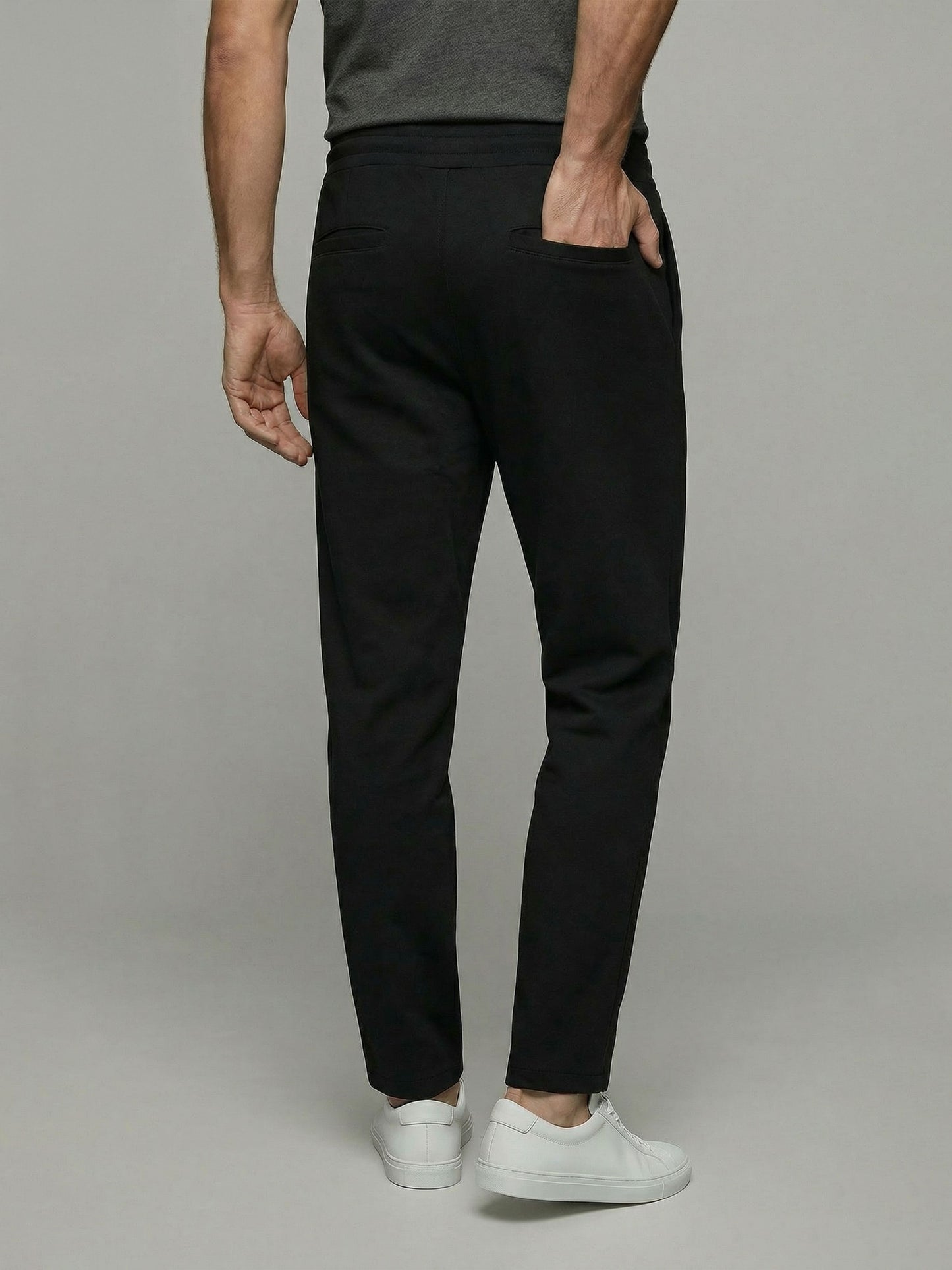 Celio* Men Black Solid Straight Fit Cotton Trousers