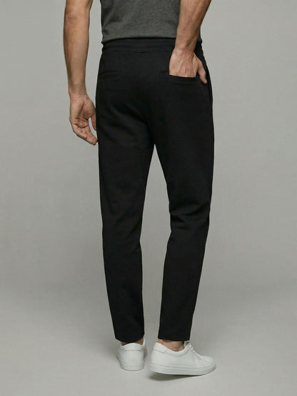 Celio* Men Black Solid Straight Fit Cotton Trousers