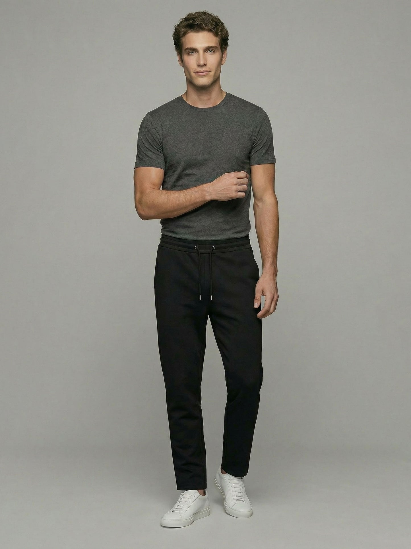 Celio* Men Black Solid Straight Fit Cotton Trousers