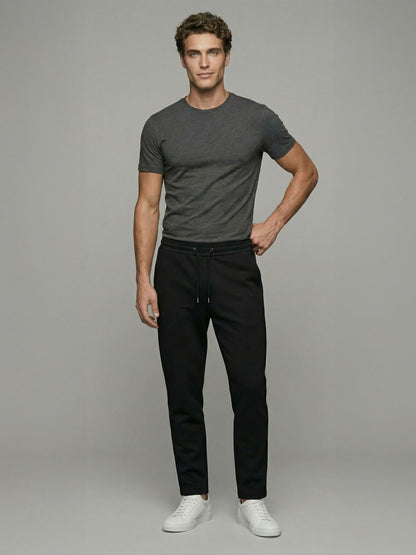Celio* Men Black Solid Straight Fit Cotton Trousers