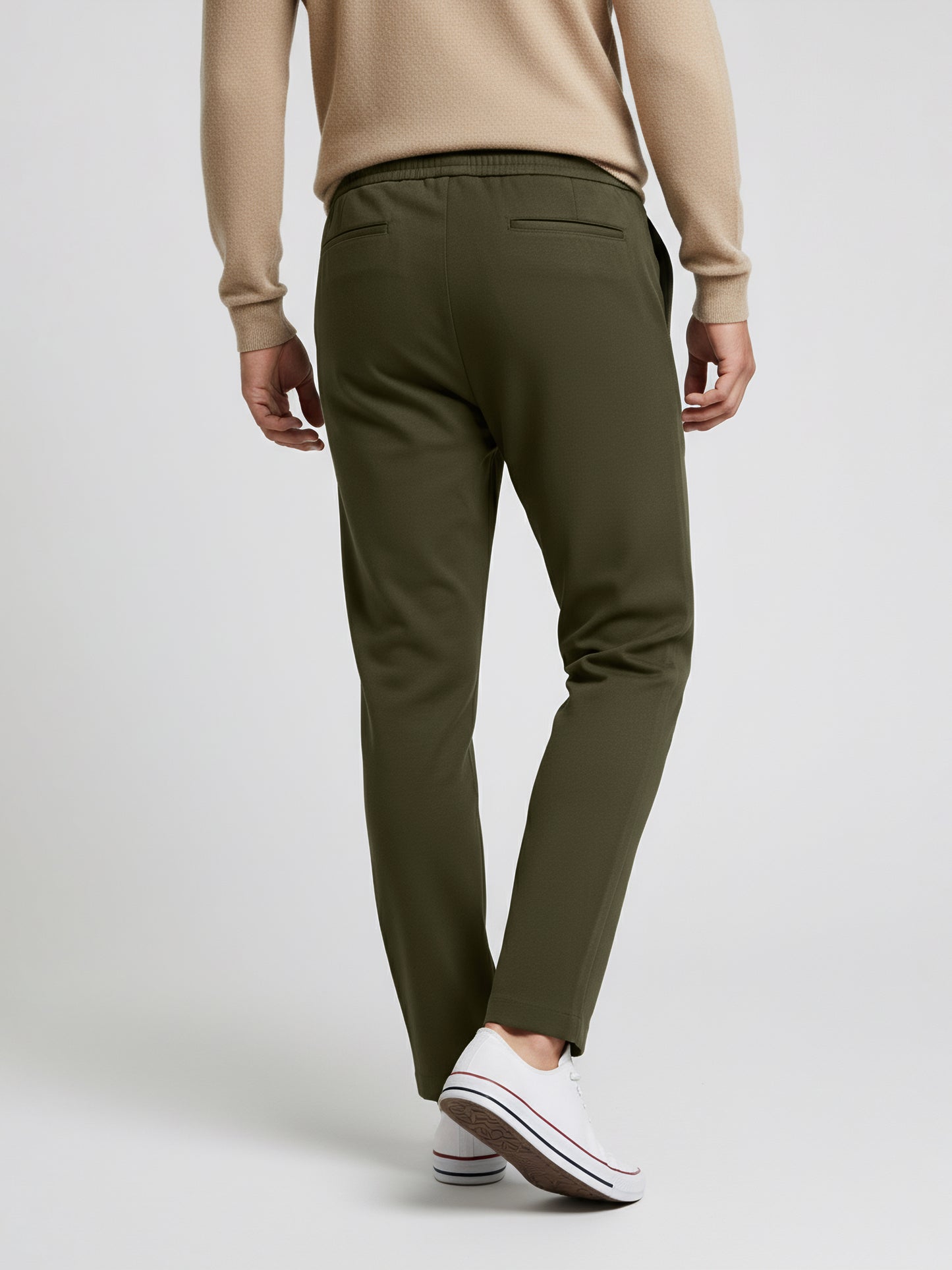 Celio* Men  Olive Solid straight-fit Cotton Trousers