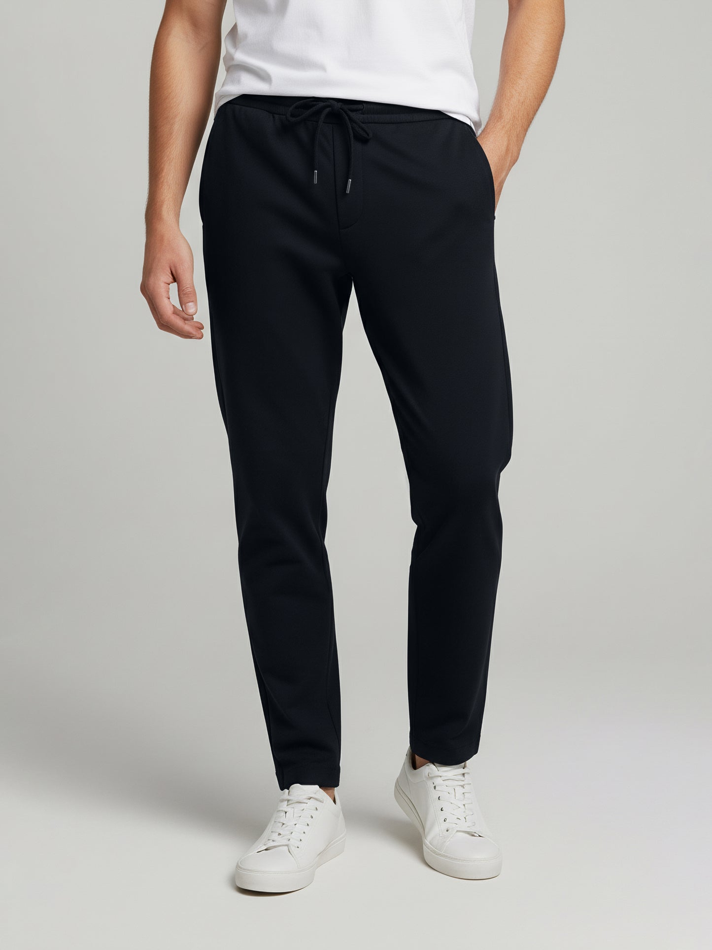 Celio* Men  Navy Blue Solid straight-fit Cotton Trousers
