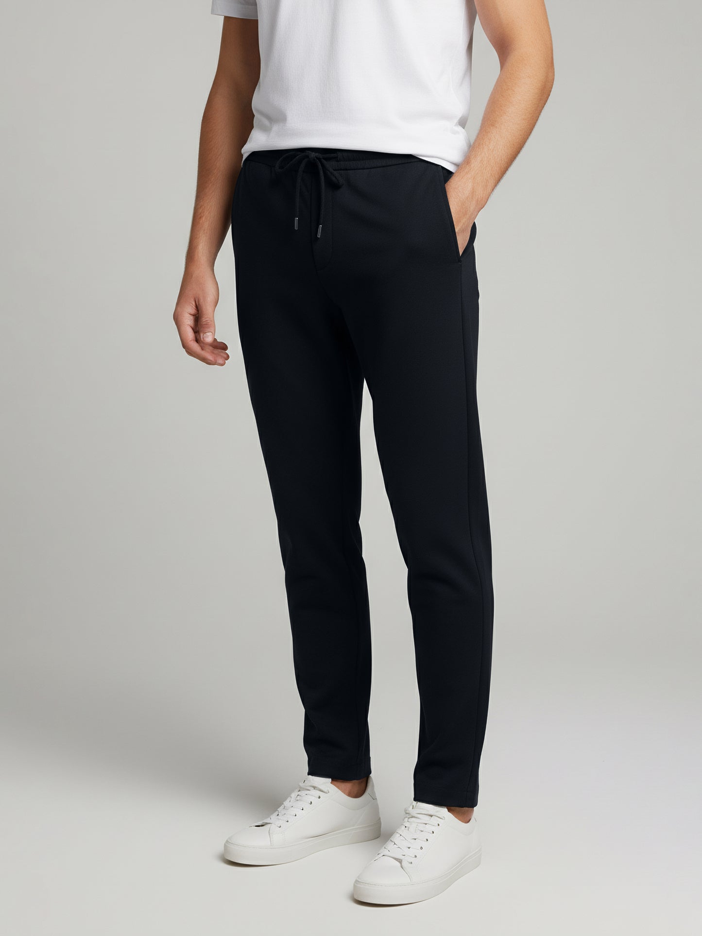 Celio* Men  Navy Blue Solid straight-fit Cotton Trousers