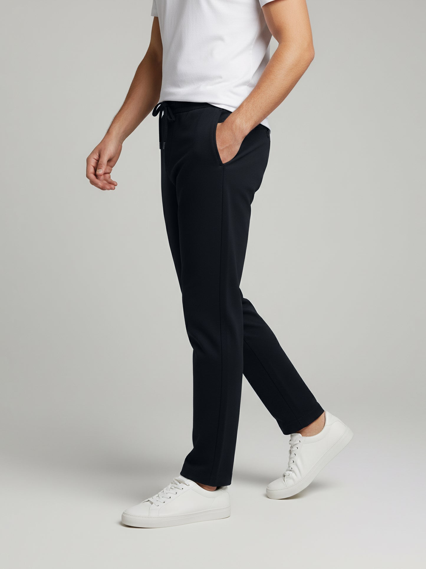 Celio* Men  Navy Blue Solid straight-fit Cotton Trousers