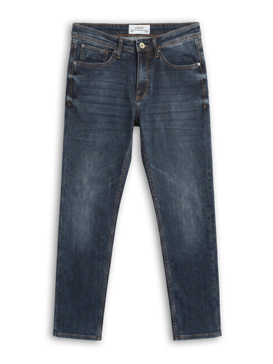 Celio Twill Slim Fit Cotton Poly Blend Grey Jeans