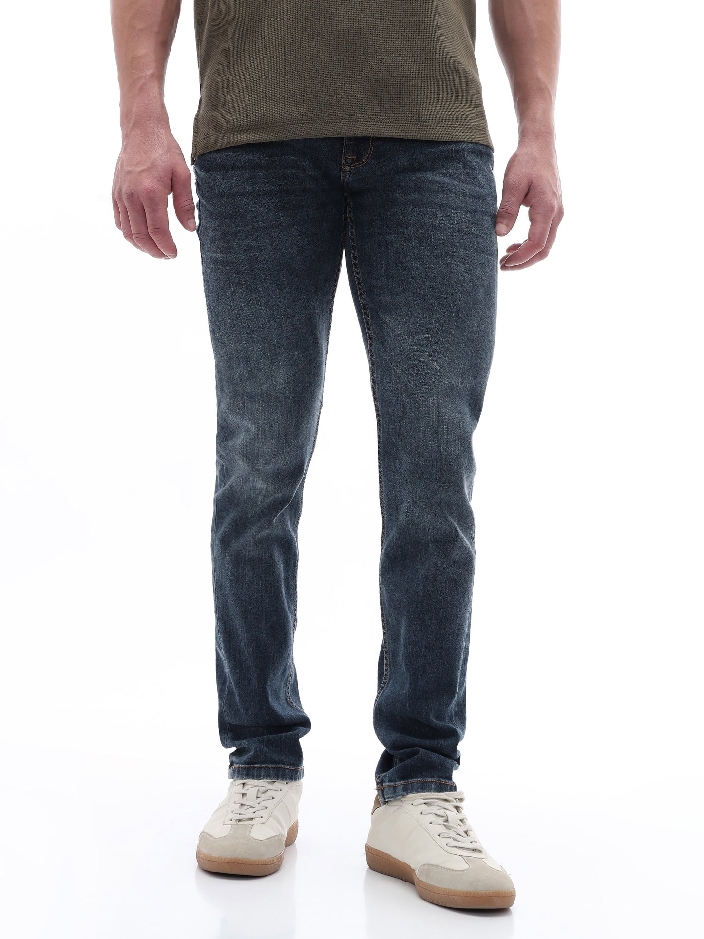 Celio Twill Slim Fit Cotton Poly Blend Grey Jeans