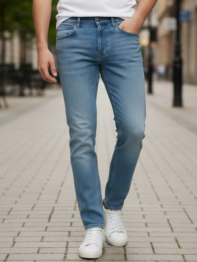 Celio* Men  Blue Solid flare-fit Cotton Jeans