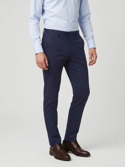 Celio* Men Navy Blue Solid Straight Fit Poly-Blend Trousers