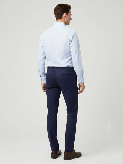 Celio* Men Navy Blue Solid Straight Fit Poly-Blend Trousers