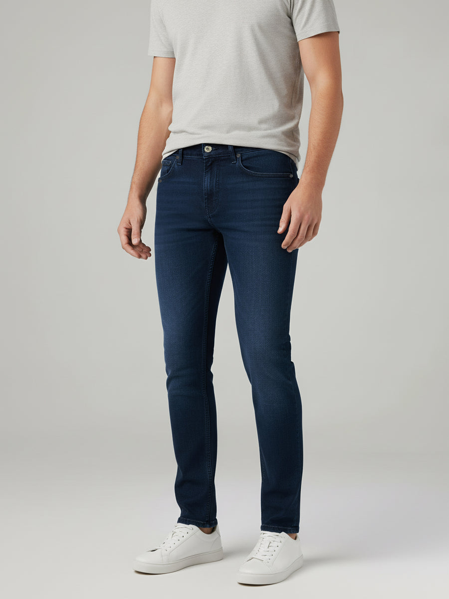 Celio* Blue Solid Cotton Slim Fit Men Jeans