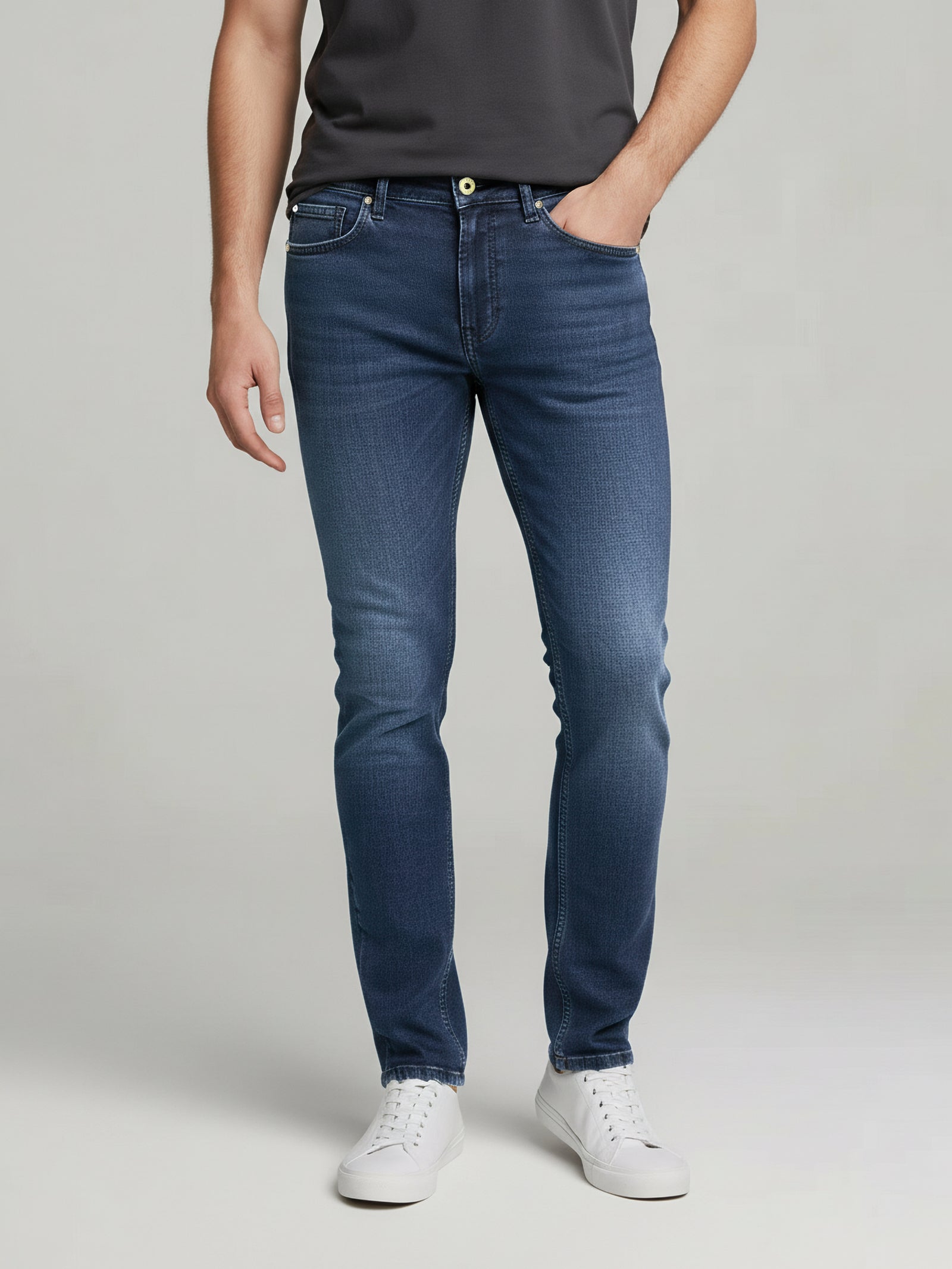 Celio* Blue Slim Fit Cotton Solid Jeans For Men