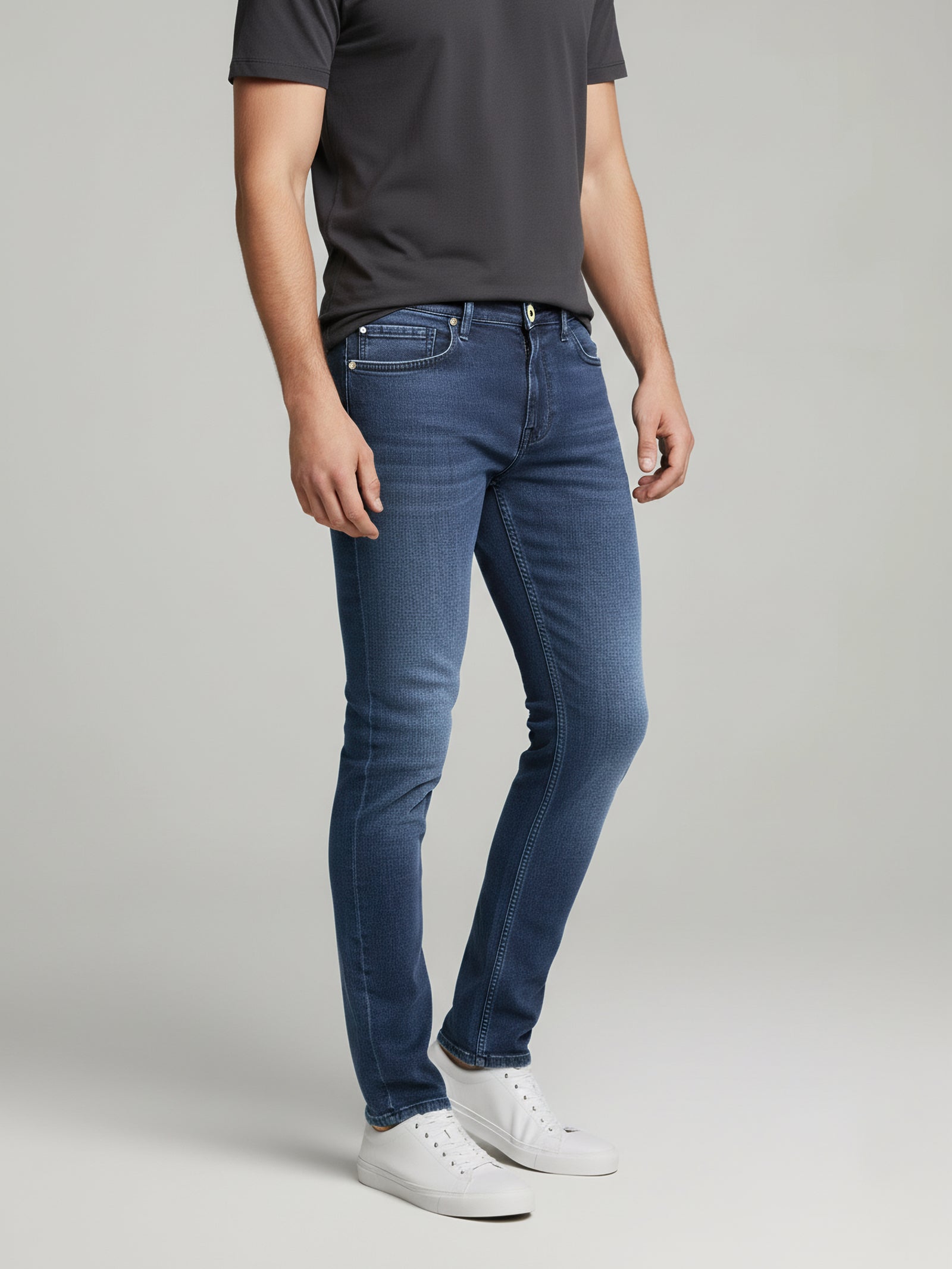Celio* Blue Slim Fit Cotton Solid Jeans For Men