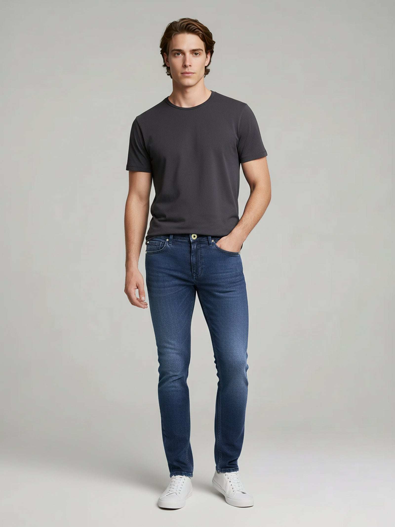 Celio* Blue Slim Fit Cotton Solid Jeans For Men