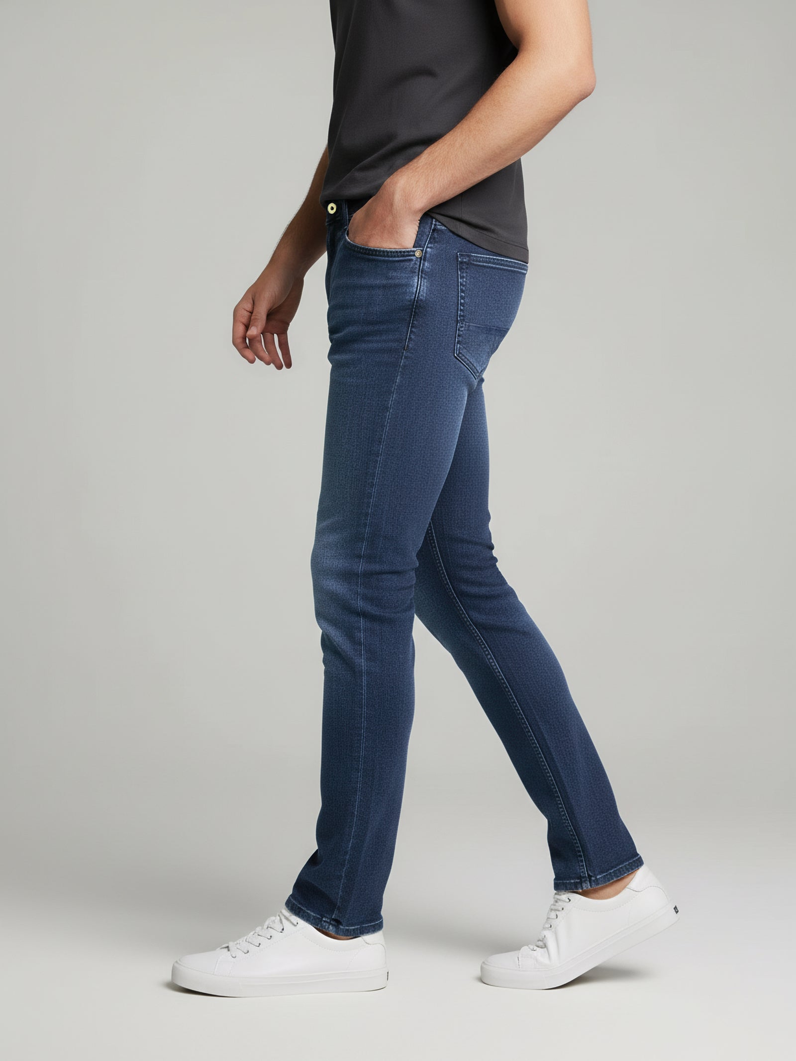 Celio* Blue Slim Fit Cotton Solid Jeans For Men