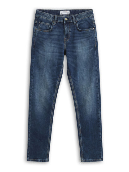 Celio Dobby Slim Fit Cotton Blend Blue Jeans