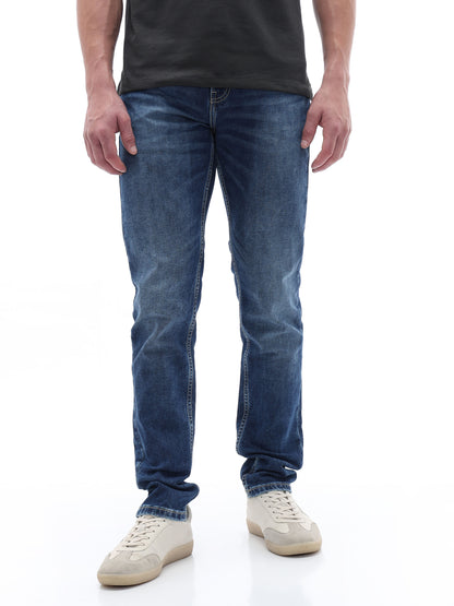 Celio Dobby Slim Fit Cotton Blend Blue Jeans