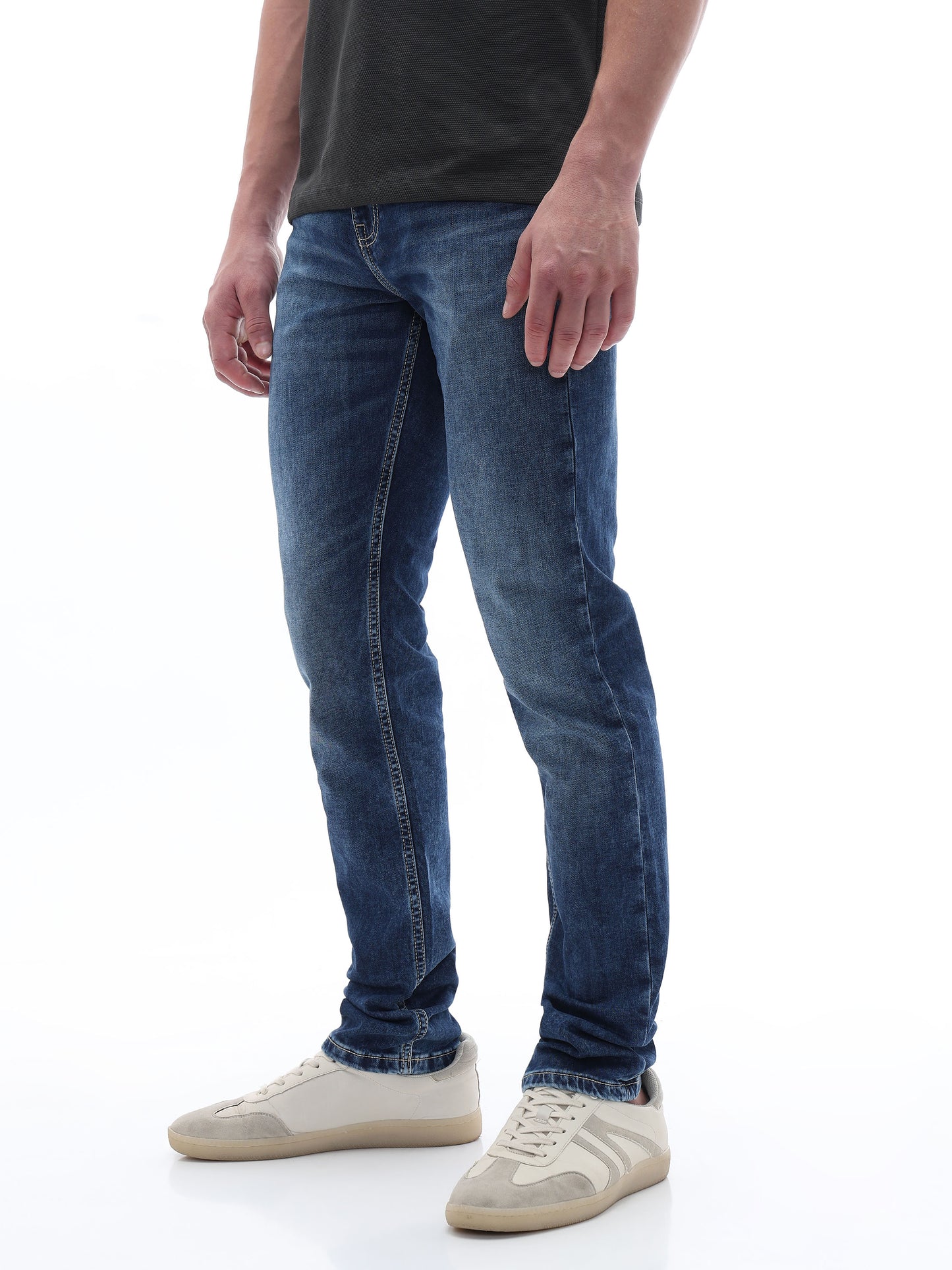 Celio Dobby Slim Fit Cotton Blend Blue Jeans