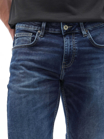 Celio Dobby Slim Fit Cotton Blend Blue Jeans
