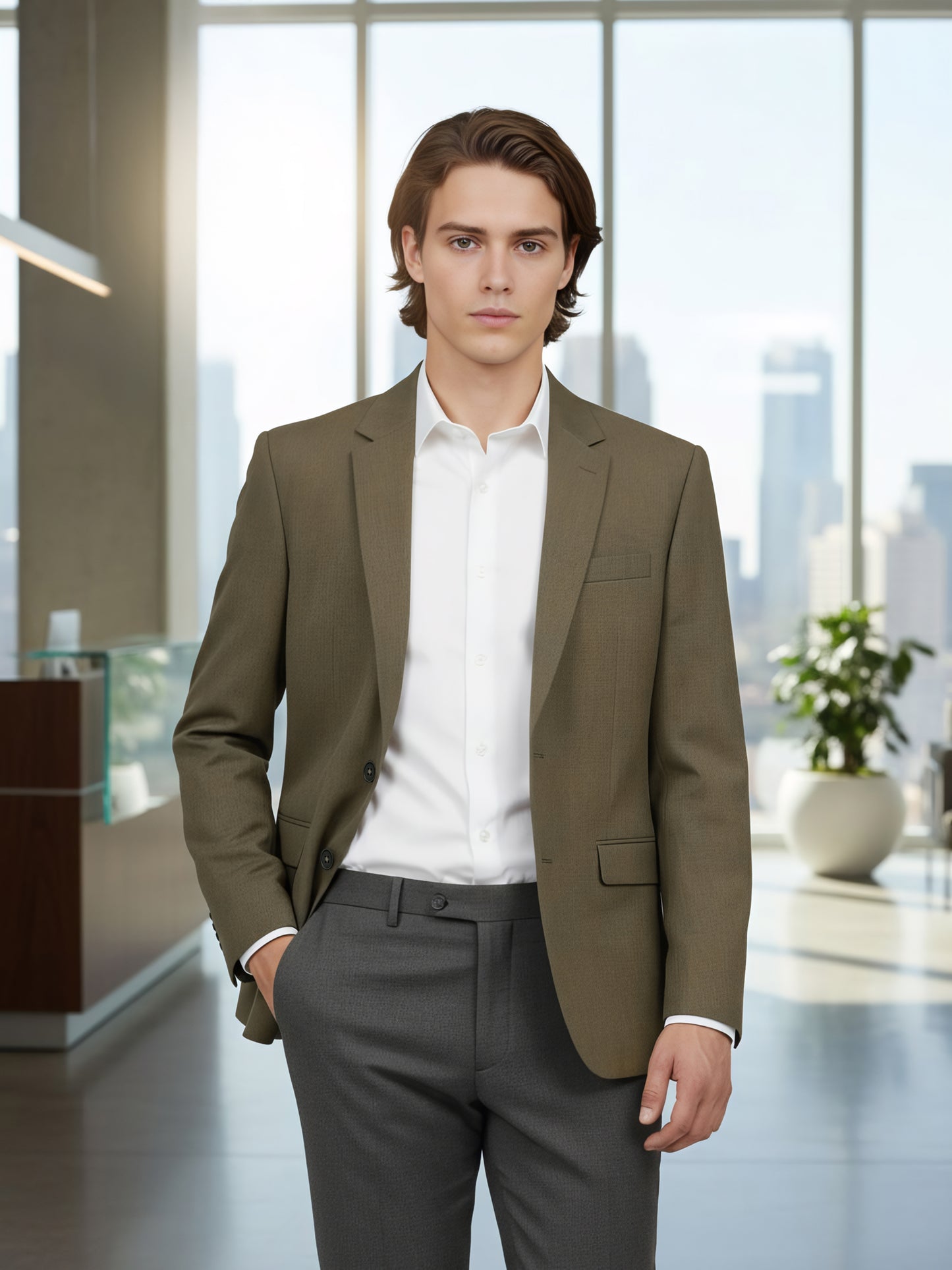 Celio Men Taupe Solid Slim Fit Polyester Jackets