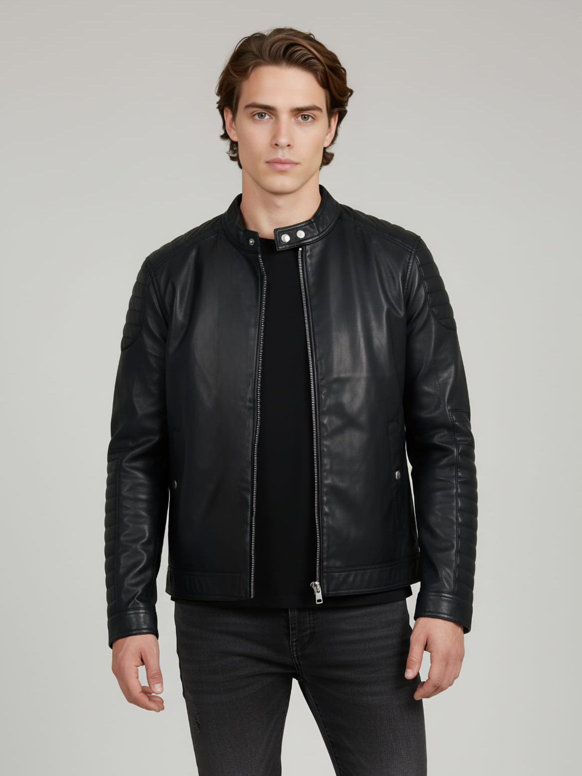 Celio Men Black Solid Regular Fit Polyester Jackets