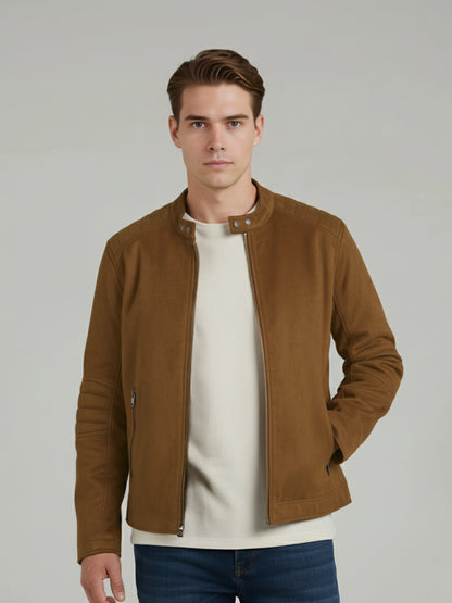 *Celio Men Brown Solid Regular Fit Polyester Jackets
