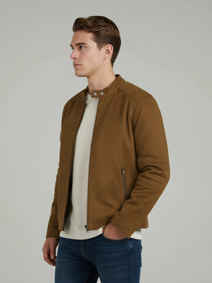 *Celio Men Brown Solid Regular Fit Polyester Jackets