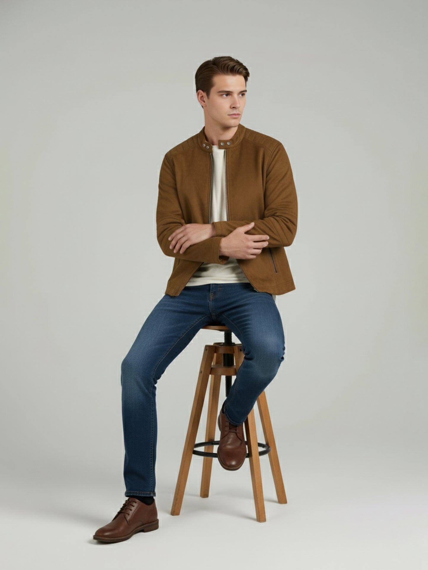 *Celio Men Brown Solid Regular Fit Polyester Jackets