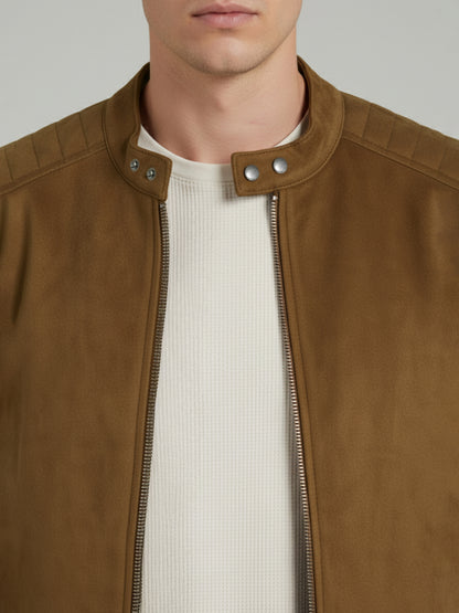 *Celio Men Brown Solid Regular Fit Polyester Jackets