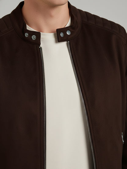 *Celio Men Brown Solid Regular Fit Polyester Jackets