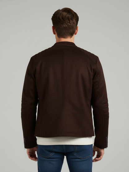 *Celio Men Brown Solid Regular Fit Polyester Jackets