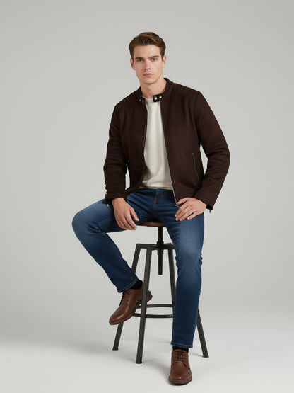 *Celio Men Brown Solid Regular Fit Polyester Jackets