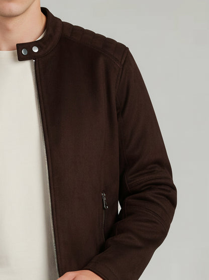 *Celio Men Brown Solid Regular Fit Polyester Jackets