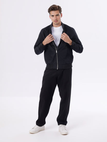 Celio* Men Black Solid Regular Fit Cotton Jackets