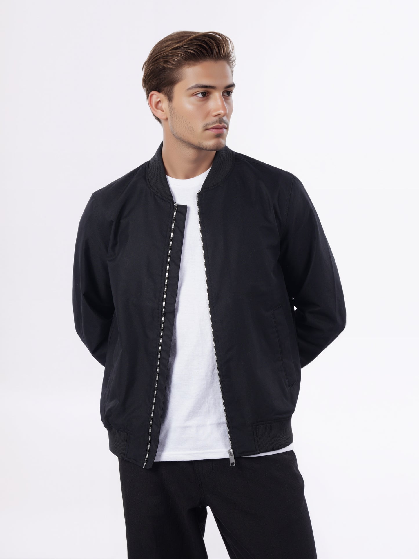 Celio* Men Black Solid Regular Fit Cotton Jackets