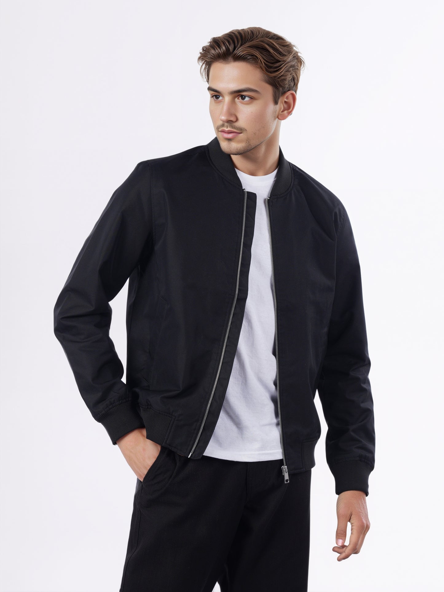 Celio* Men Black Solid Regular Fit Cotton Jackets